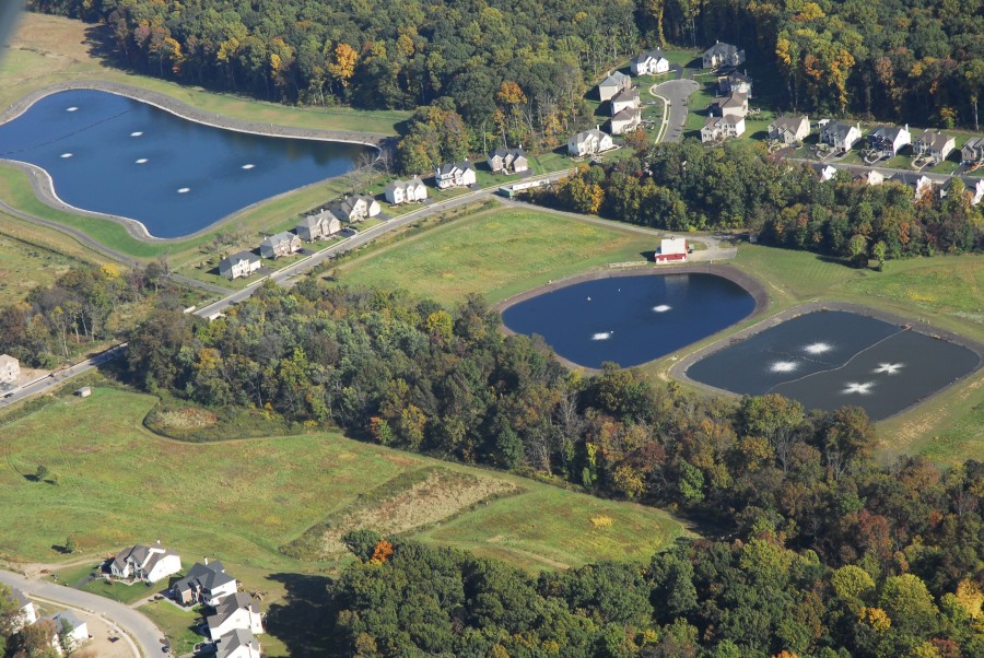 aerial photo of wastewater treatment lagoons in buckingham pa